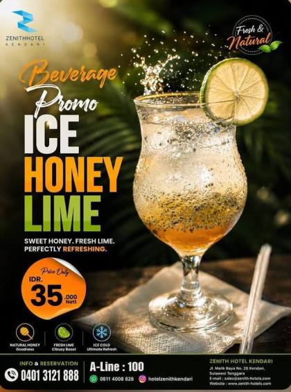 Segarnya Ice Honey Lime, Minuman Fresh dan Natural dari Hotel Zenith Kendari