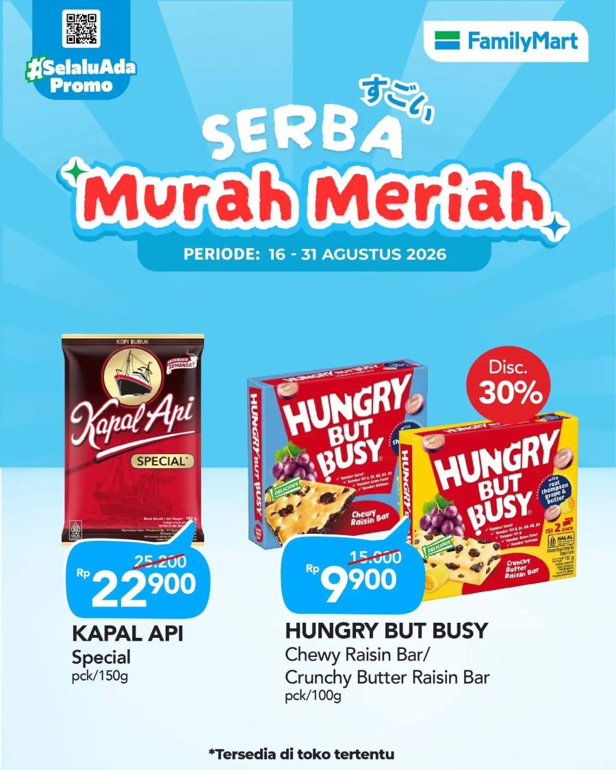 Serba Murah Meriah di FamilyMart 16-31 Agustus 2026, Promo Kopi dan Camilan Hemat hingga 50 Persen