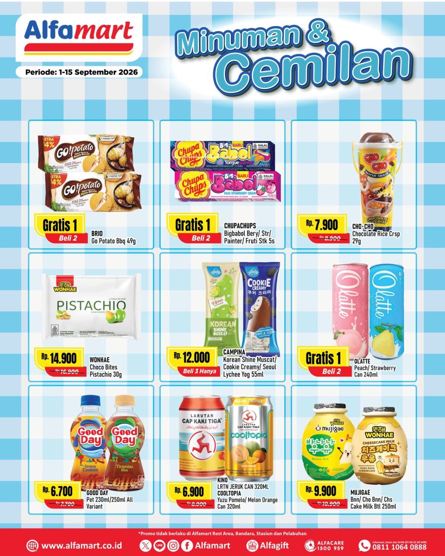 Promo Snack dan Minuman Alfamart 1-15 September 2026, Ada Diskon dan Beli 2 Gratis 1
