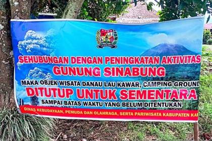 Pemkab tutup akses ke Danau Lau Kawar dampak aktivitas Gunung Sinabung