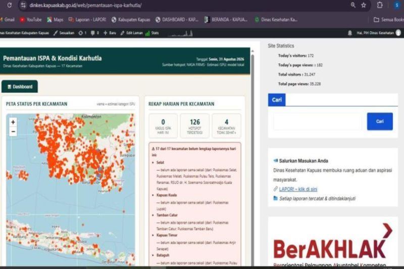 Kapuas hadirkan portal pemantauan dampak karhutla bagi kesehatan