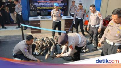 Polrestabes Makassar Tindak 355 Motor Pakai Knalpot Brong dan TNKB Palsu