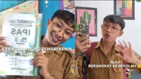 Viral! Guru Pria Gunakan Gincu Saat Mengajar, Sosok Yasin Jadi Sorotan Karena Tampil Kemayu