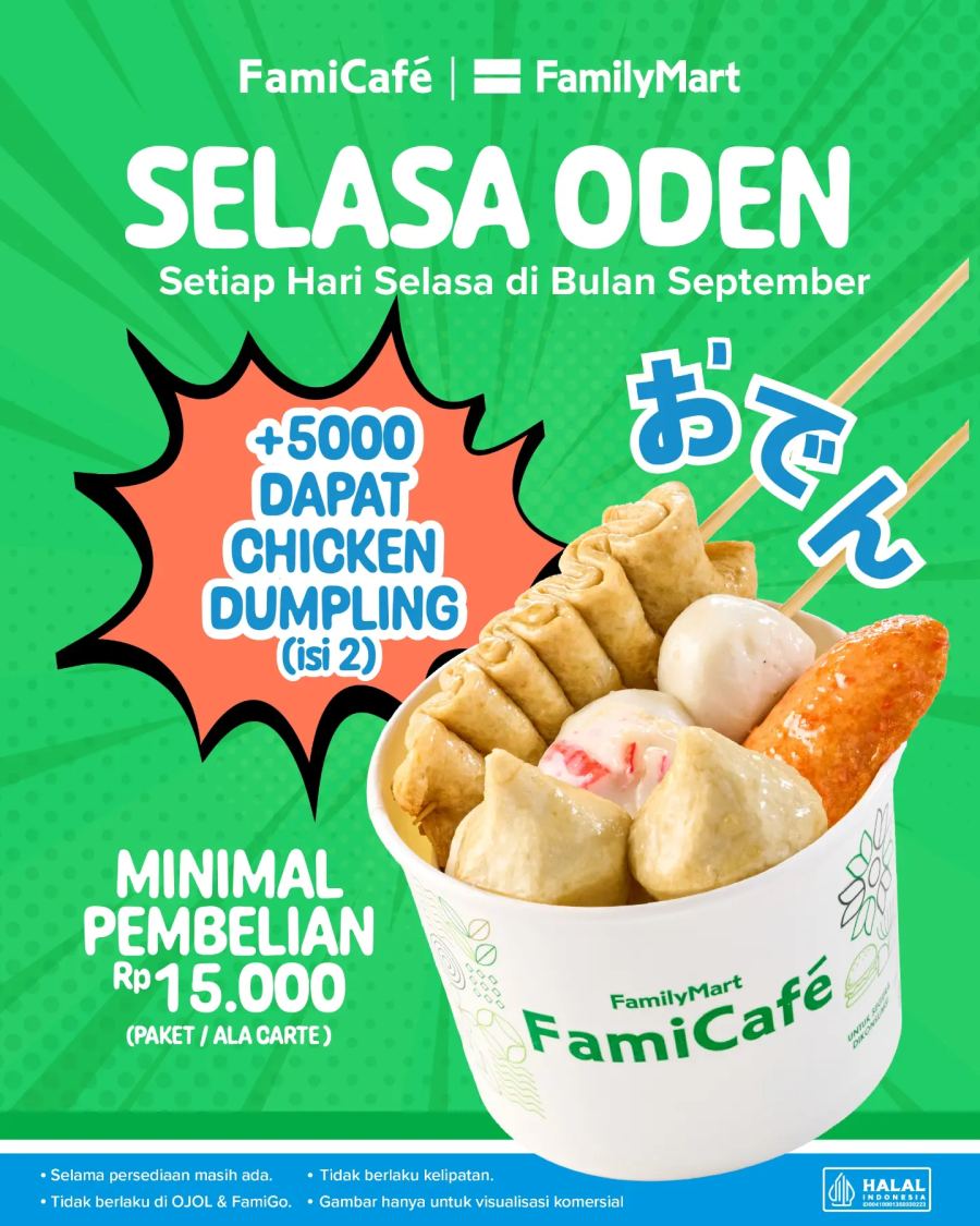 Promo FamilyMart 1-30 September 2026, Beli Oden Minimal Rp 15.000 Dapat 2 Chicken Dumpling