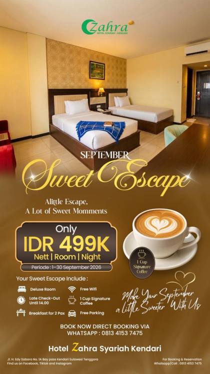 Hotel Zahra Syariah Kendari Tawarkan Sweet Escape September, Mulai Rp499 Ribu