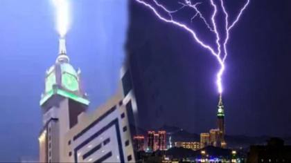 Arab Saudi Dilanda Cuaca Ekstrem, Petir Menyambar Menara Abraj Al-Bait Hingga Badai Debu di Madinah