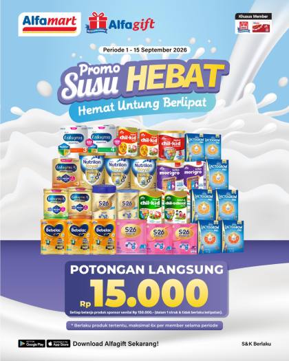 Promo Susu Alfamart 1-15 Sep 2026, Ada Juga Diskon Kebutuhan Harian dan Cashback