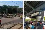 Ada Kerumunan di Pejompongan, Kereta dari Tanah Abang Melaju Pelan Memasuki Stasiun Palmerah