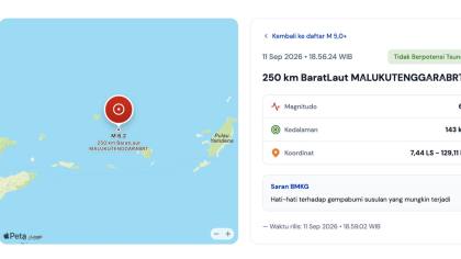Gempa M 6.2 Guncang Laut Banda Maluku, BMKG: Tidak Berpotensi Tsunami