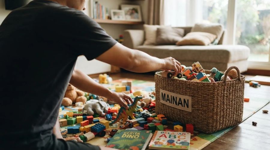 Ayah Rapikan Mainan Anak, Itu Bukan Aib