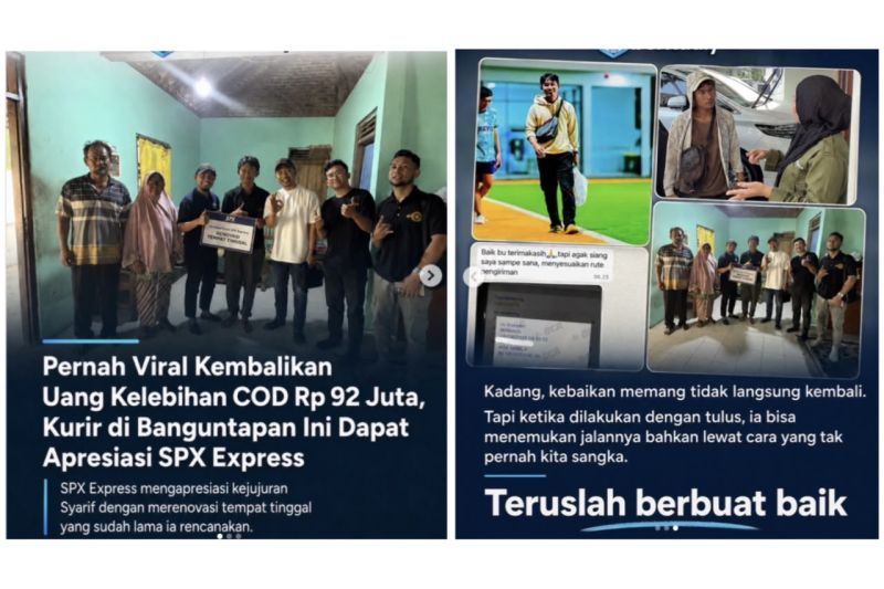 SPX renovasi rumah kurir yang kembalikan uang COD Rp92 juta