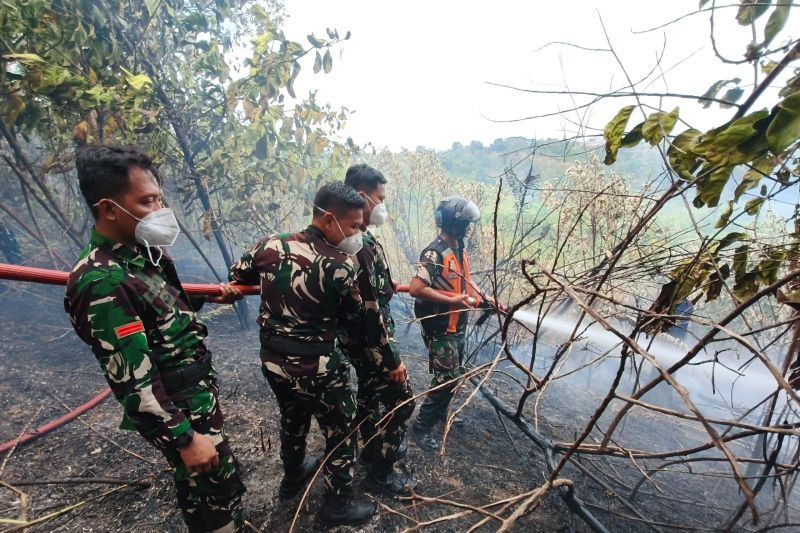 TNI AU kerahkan personel untuk padamkan kebakaran lahan di Balikpapan