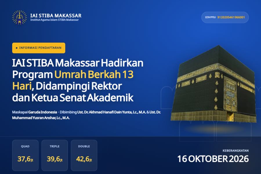 IAI STIBA Makassar Buka Program Umrah Berkah 13 Hari, Dibimbing Langsung Rektor dan Ketua Senat