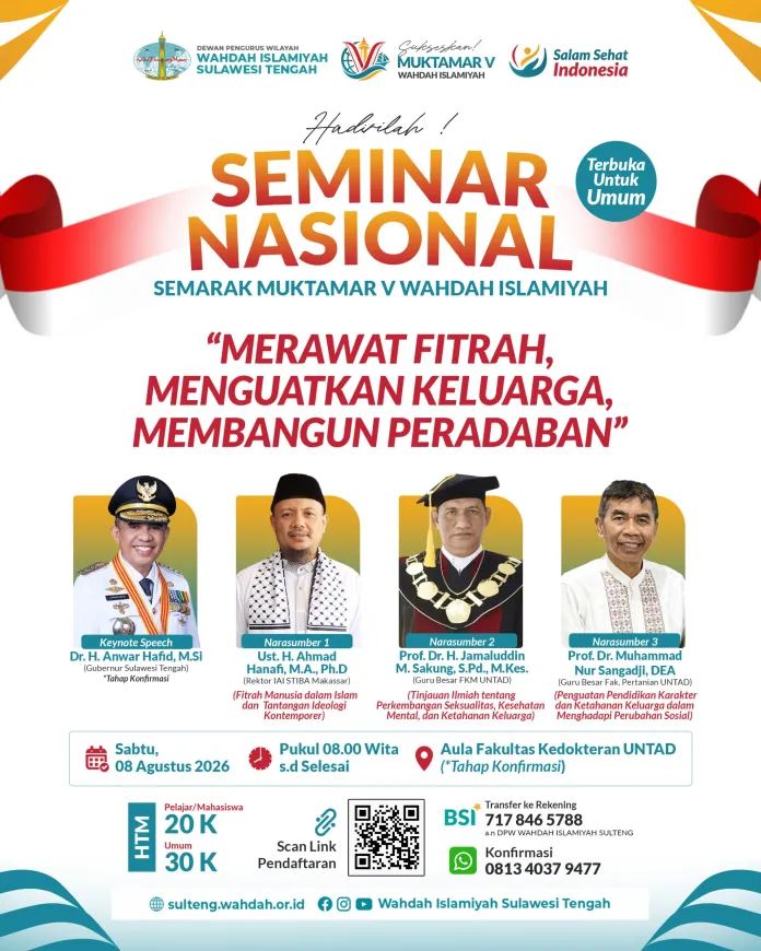 Semarak Muktamar V, DPW Wahdah Islamiyah Sulteng Gelar Seminar Nasional Bahas Ketahanan Keluarga