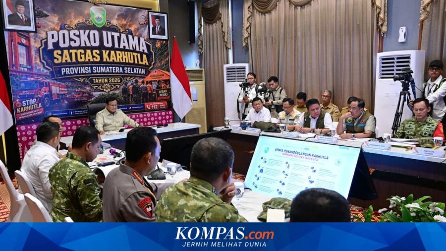 Dari Sumsel, Prabowo Juga Pimpin Rapat Penanganan Karhutla Jambi dan Lampung