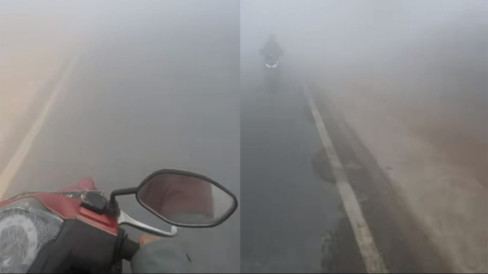 Viral, Asap Karhutla Kalimantan Kian Tebal, Pengendara Bunyikan Klakson Di Jalan Demi Keselamatan