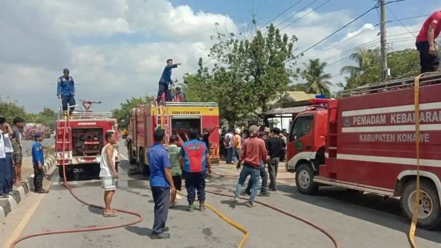 Kebakaran Hanguskan Rumah Warga di Wawotobi Konawe, Kerugian Ditaksir Capai Rp200 Juta
