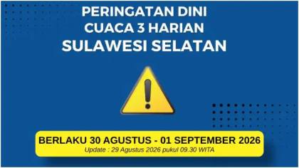 Cuaca Ekstrem Sulsel 3 Hari, Angin Tembus 65 Km/Jam dan Suhu Panas 40 Derajat Celsius