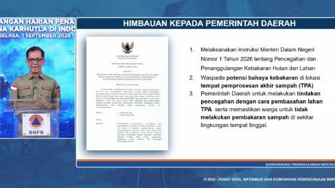 BNPB Minta Pemda Waspada Potensi Kebakaran di Lokasi TPA, Ajak Masyarakat Ikut Cegah