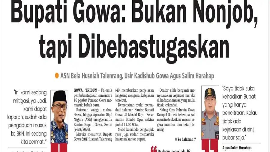 Bupati Gowa: Bukan Nonjob, tapi Dibebastugaskan