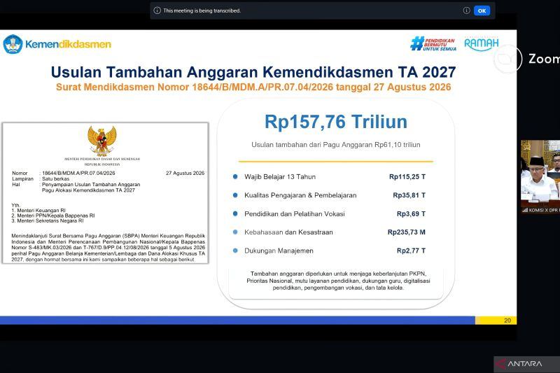 Kemendikdasmen usulkan tambahan Rp157,76 triliun lanjutkan PKPN