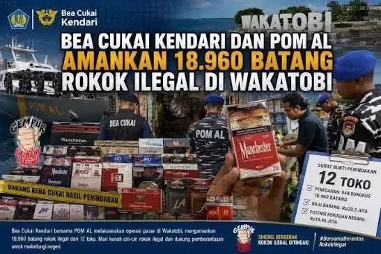 Bea Cukai Kendari Sita 18.960 Rokok Ilegal di Wakatobi | LPP RRI