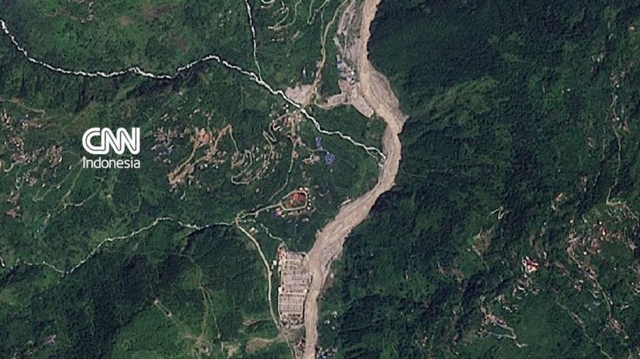 Penampakan via Satelit Usai Banjir Bandang Terjang Nepal-Tibet