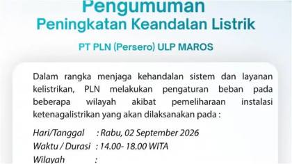 Jadwal Listrik Padam 4 Jam di Mandai Maros Hari ini, Perumahan hingga Pesantren Terdampak