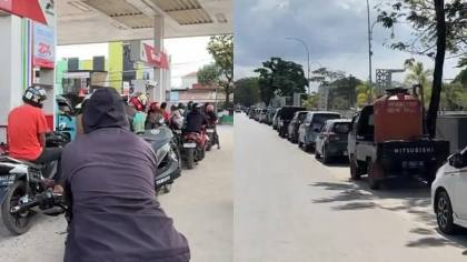 Antrean Pertalite di SPBU Saranani Kendari Mengular, Pengendara Motor Rela Antre Sejam Lebih