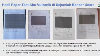 Foto Hasil Paper Test Abu Vulkanik di Bandara Soetta dan Halim Negatif