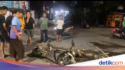 Geng Motor Serang Warga di Makassar, 4 Pelaku Ditangkap-1 Motor Dibakar