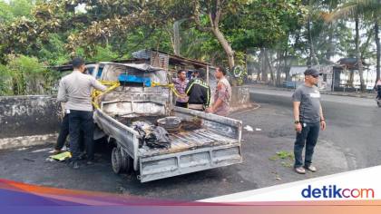 Gran Max Terbakar Usai Tabrak Pembatas Jalan di Jayapura, 2 Orang Tewas