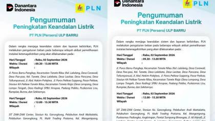 Mati Lampu hingga 4 Jam di Barru Hari Ini Rabu 2 September 2026, Cek Daftar Wilayah Terdampak