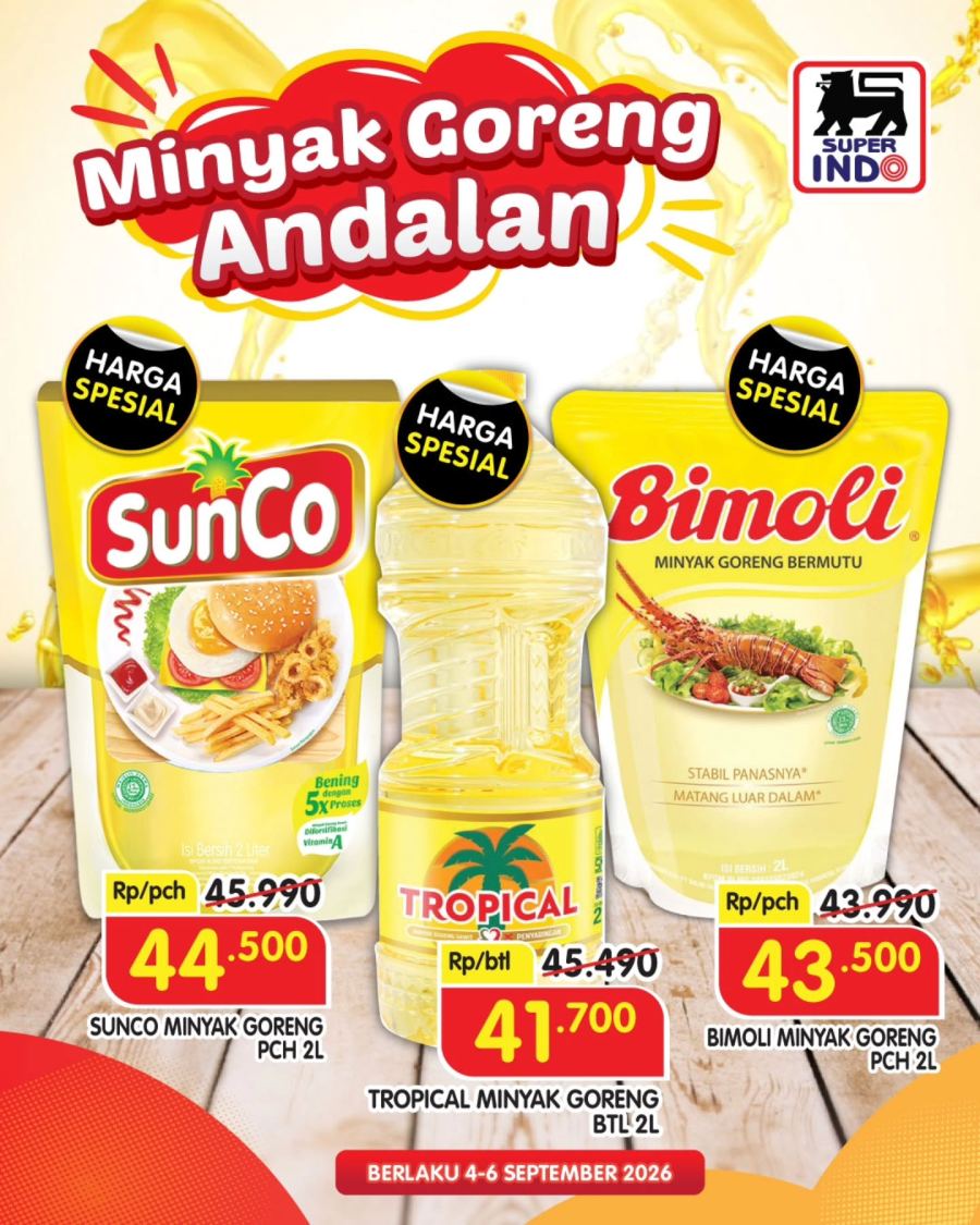 Diskon Minyak Goreng Super Indo 4-6 September 2026, Promo Ukuran 2 Liter Jadi Rp 41.700