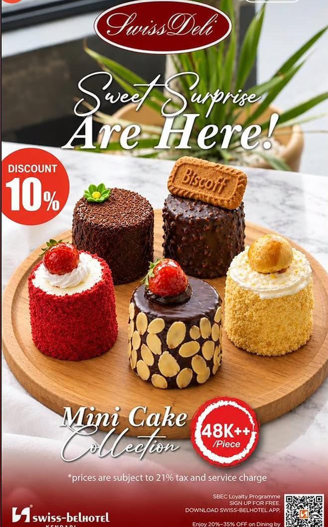 Manjakan Pecinta Dessert, Swiss-Belhotel Kendari Tawarkan Mini Cake dengan Diskon 10 Persen