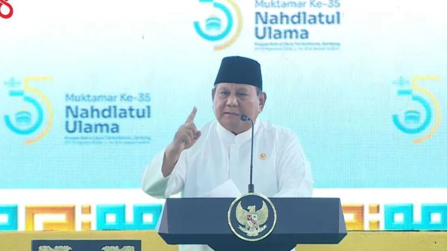 Prabowo Sebut Muhammadiyah 4 Kali Saat Buka Muktamar ke-35 NU di Tambakberas