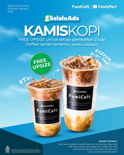 Siap-siap buat Kamis 27 Agustus 2026, Gratis Upsize Kopi MInimal 2 Cup di FamilyMart