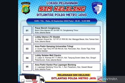 Berikut lima lokasi SIM Keliling di Jakarta pada Rabu