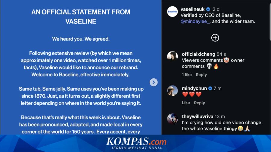 Vaseline "Ubah Nama" Jadi Baseline, Strategi Marketing Manfaatkan Salah Pengucapan yang Viral