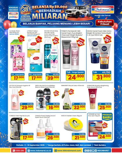 Promo Hemat Indomaret 3-16 September 2026, Harga Spesial Produk Perawatan Tubuh